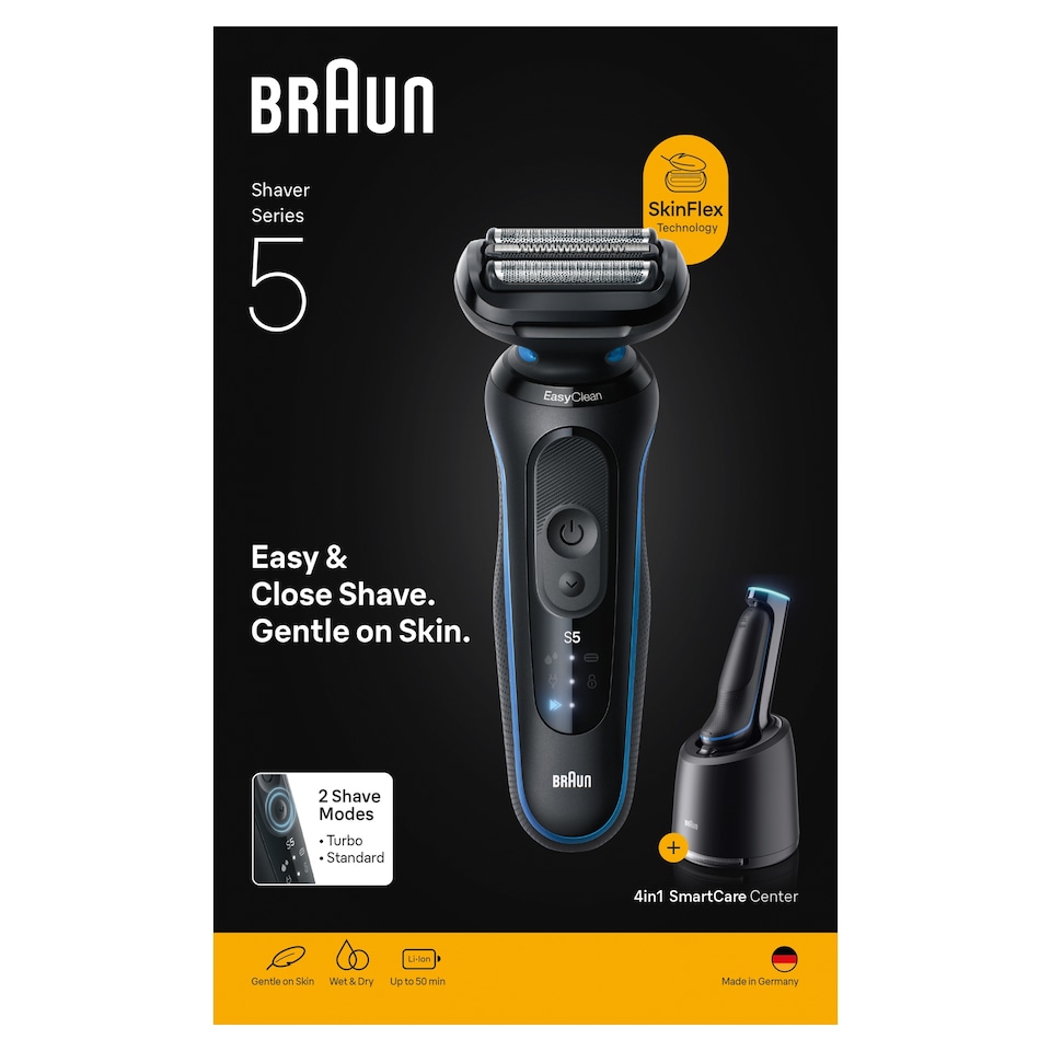 image 1 of Braun Series 5 Electric Shaver, Up to 50 min, SmartCare Center, 52-B7000CC, Blue