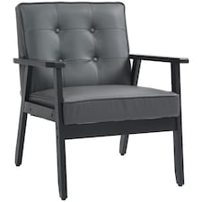 HOMCOM Accent Chair PU Leather Armchair with Armrests Grey