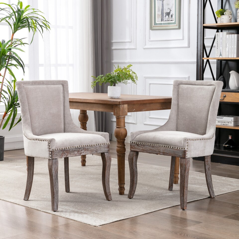 image 1 of Bewley Set of 4 Vintage Upholstered Dining Chairs with Wood Legs