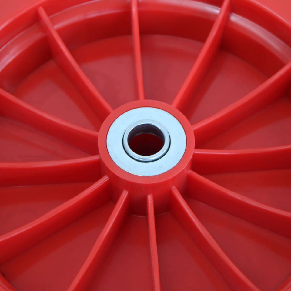 image 1 of 14" 3.50-8 Plastic Rim Wheelbarrow Replacement Puncture Proof PU Tyre Wheel