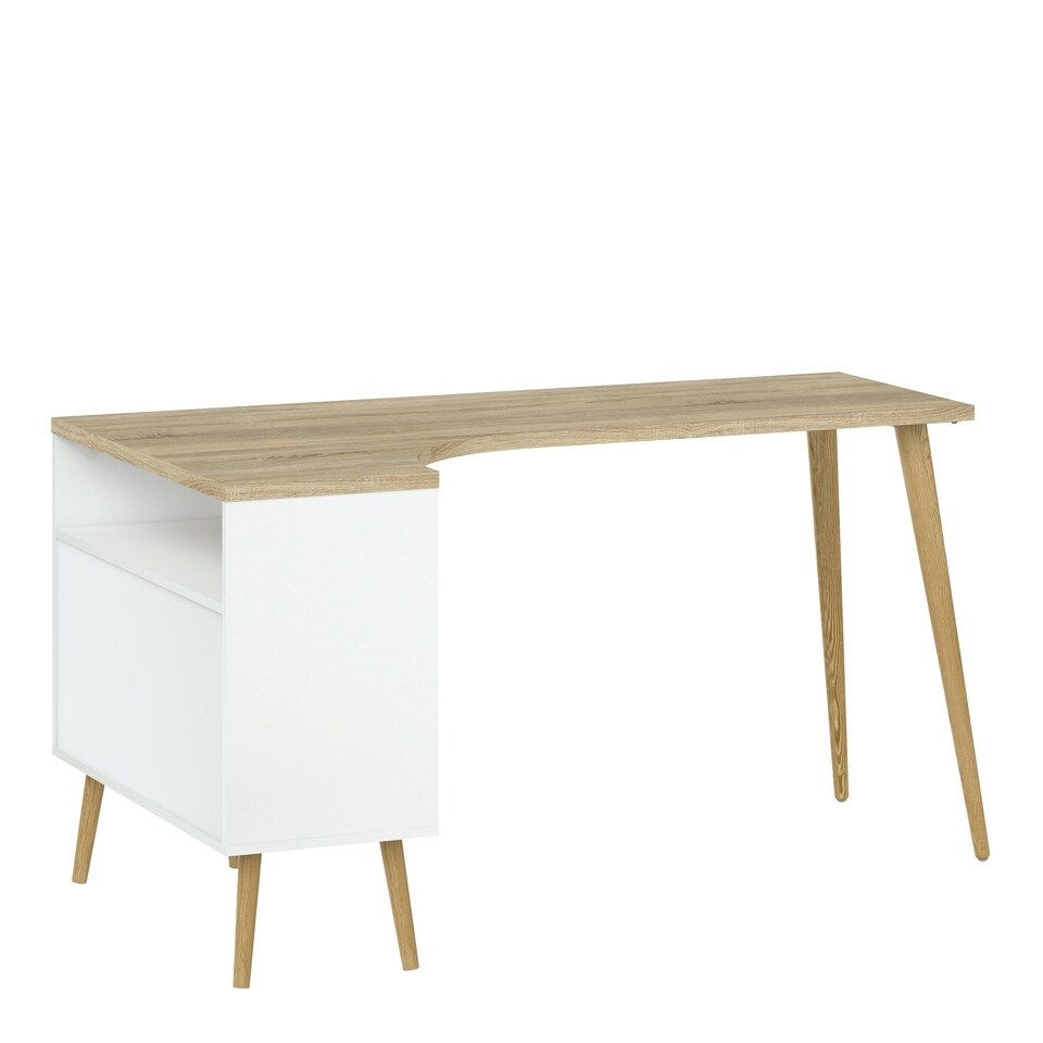 image 1 of Oslo Desk 2 Drawer in White and Oak