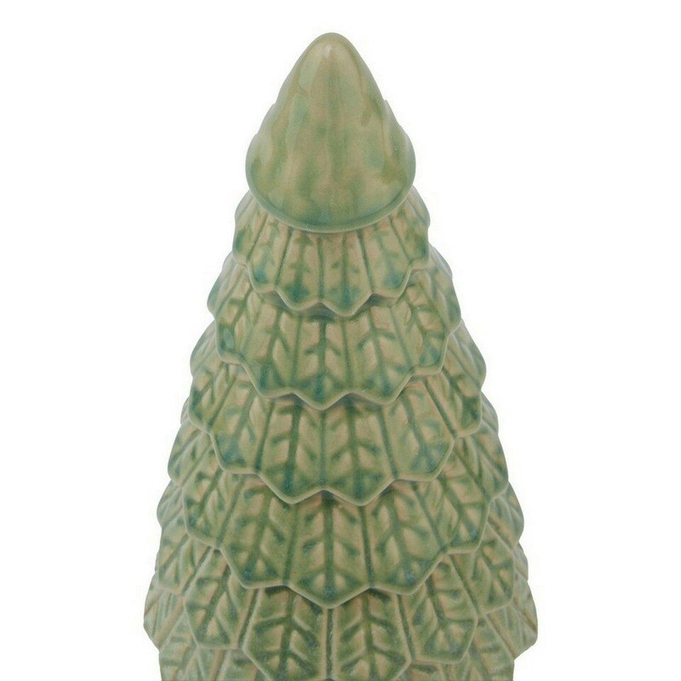 image 1 of Fir Tree with Base - Ceramic - L12 x W12 x H29 cm - Green