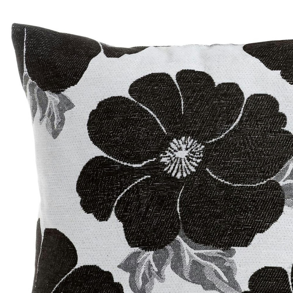 image 1 of Poppy Chenille 45cm x 45cm Black Cushion Set of 4 | Black | Cream & Grey | 45cm x 45cm x 10cm | 4