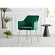 image 2 of Furniturebox 2x Calla Green Velvet Dining Chairs with Silver Chrome Legs