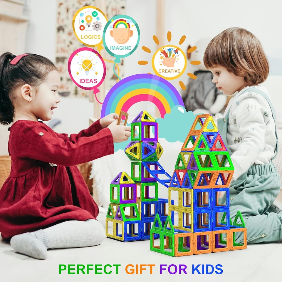 image 1 of Desire Deluxe Magnetic Building Blocks Gift 94PC Kids Magnetics Construction Block Games for Boys and Girls Creativity Educational Children's Toys for Age 3 4 5 6 7 Year Old