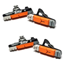 AWE Set x 2 Black Cassette Road Brake Blocks/Pads Grey/Orange/White 55mm