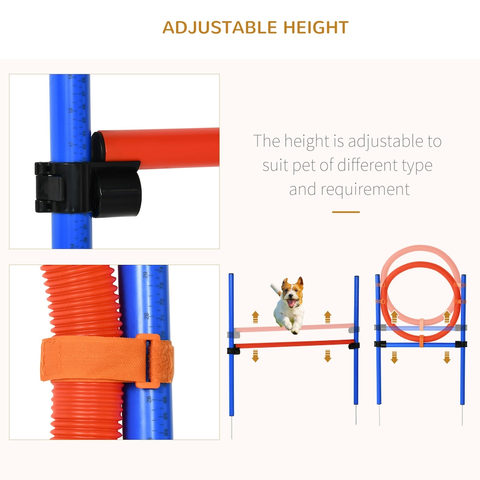 image 1 of PawHut Pet Agility Set Training Dogs Outward Outdoor Play Hurdle Jump Hoop Pole
