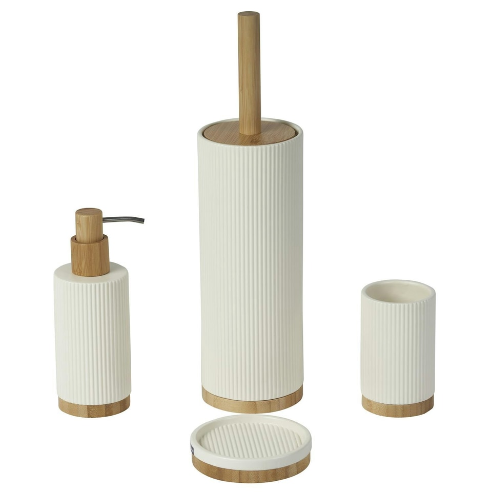 image 1 of Showerdrape Bondi Cream 4 Piece Bathroom Accessory Set