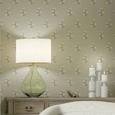 Posy Wallpaper in Cream on Organic Green Multi
