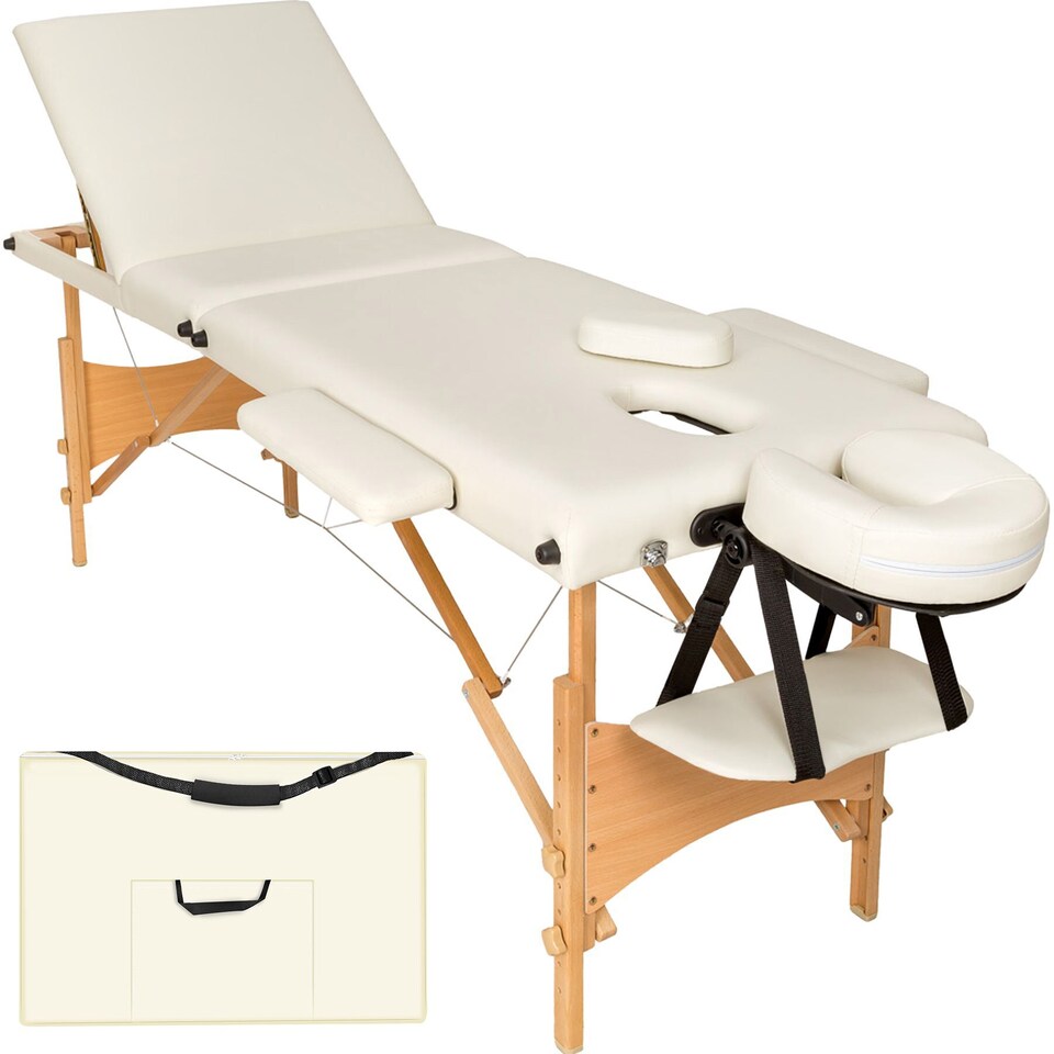 image 1 of Massage Table Daniel - 3-zones, carry bag, head and armrests, 5 cm thick padding | Cream | beige | 1