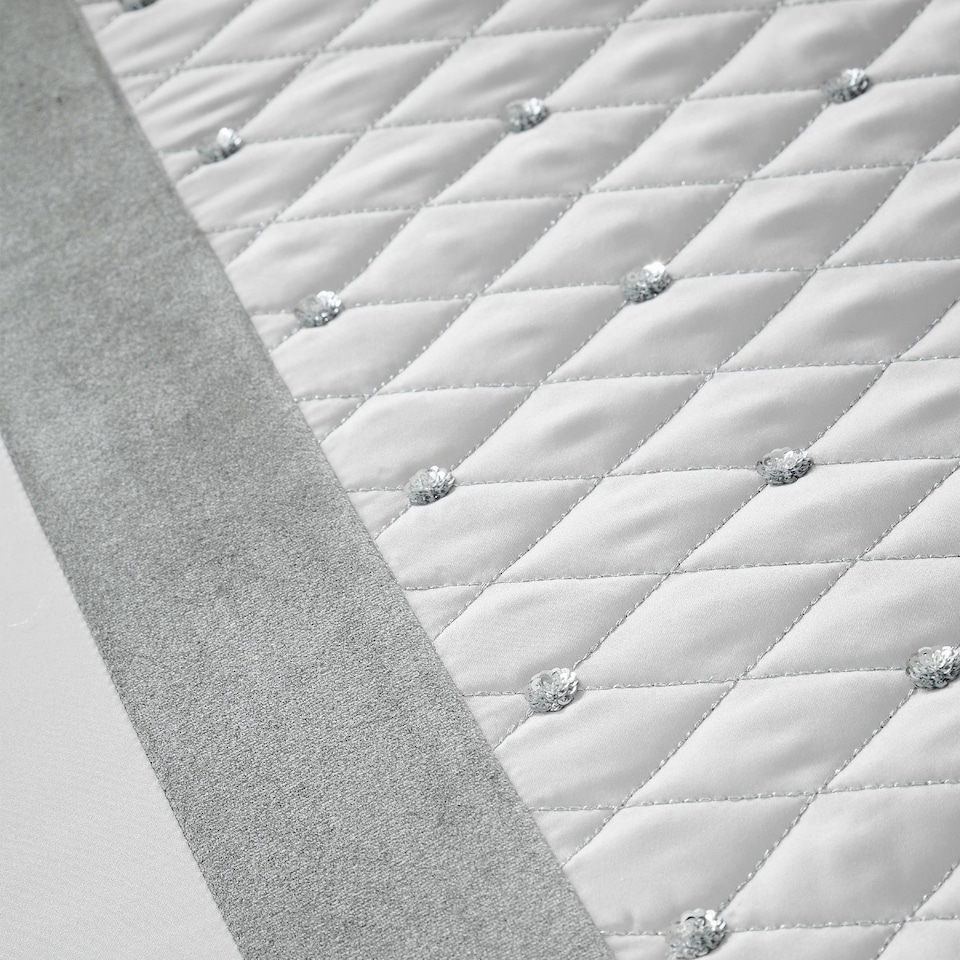 image 1 of Catherine Lansfield Sequin Cluster Lined Eyelet Curtains | Silver | Silver Grey