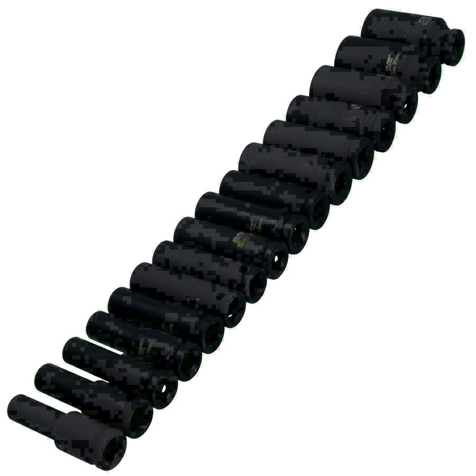image 1 of 1/2in Drive Metric Deep Impact Impacted Sockets 6 Sided 10mm - 32mm 16pc