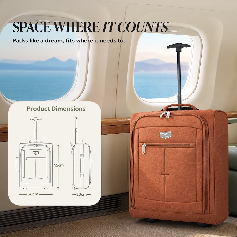 image 1 of Lugg Single Trolley Soft Cabin Bag 45x36x20cm Lightweight Hand Luggage