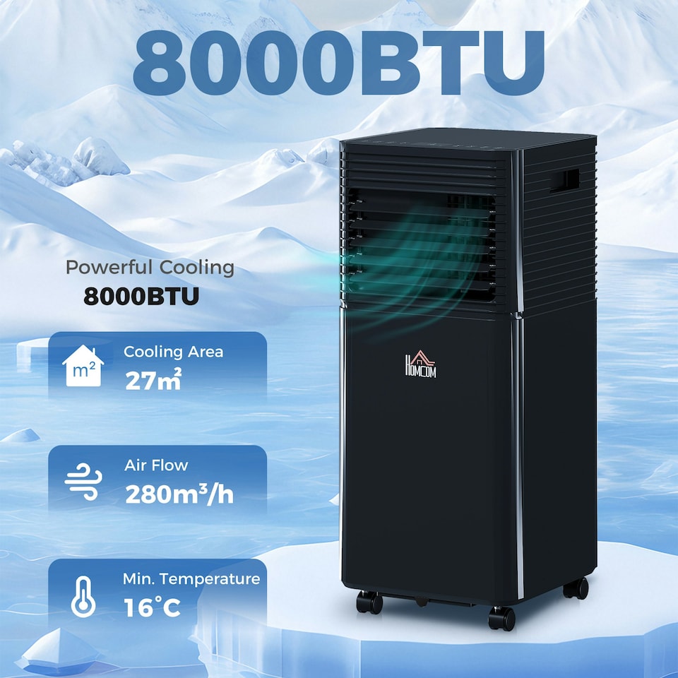 image 1 of HOMCOM 8000 BTU Portable Air Conditioner 4 Modes LED Display Timer Home Office