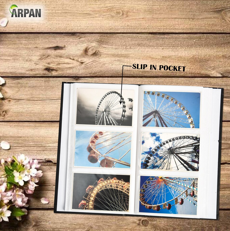 image 1 of ARPAN Designer Photo Album 6"x4" (10x15cm) for 300 Photos – Large Slip In Case Photo Album with Front Window Cover