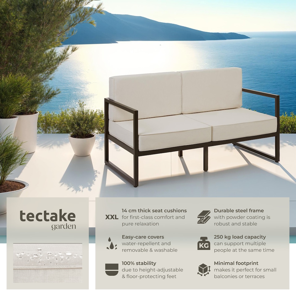 image 1 of Garden Sofa Comosa - two-seater sofa, XXL padding, steel frame