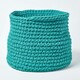 image 1 of Homescapes Teal Green Cotton Knitted Round Storage Basket - 42 x 37 cm Green | L