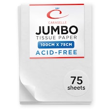 3 x Caraselle Jumbo Large White Acid Free Tissue Paper - 75 Sheets in total (75 x 100cm) | White | XL