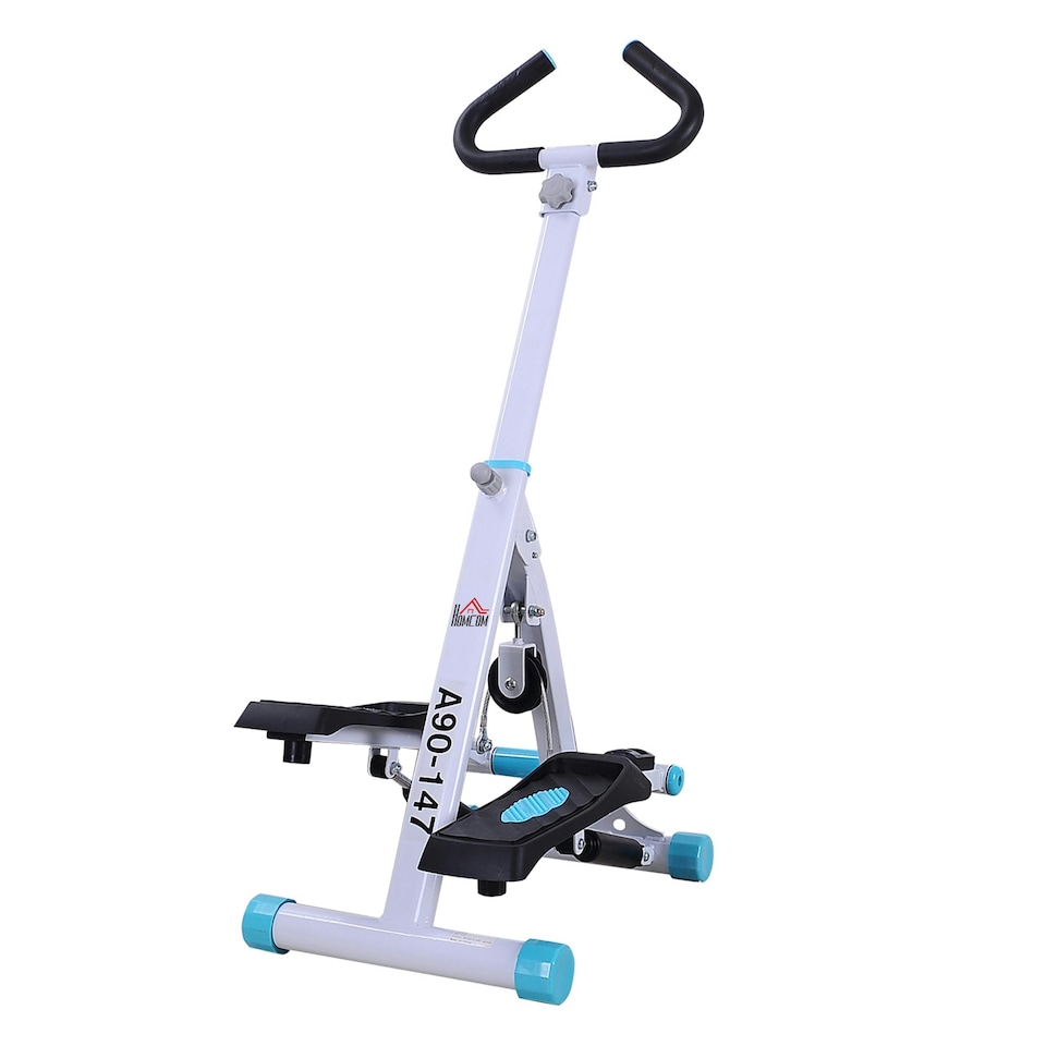 image 1 of HOMCOM Foldable Stepper Adjustable Step Machine w/ Handlebar LCD Display, White