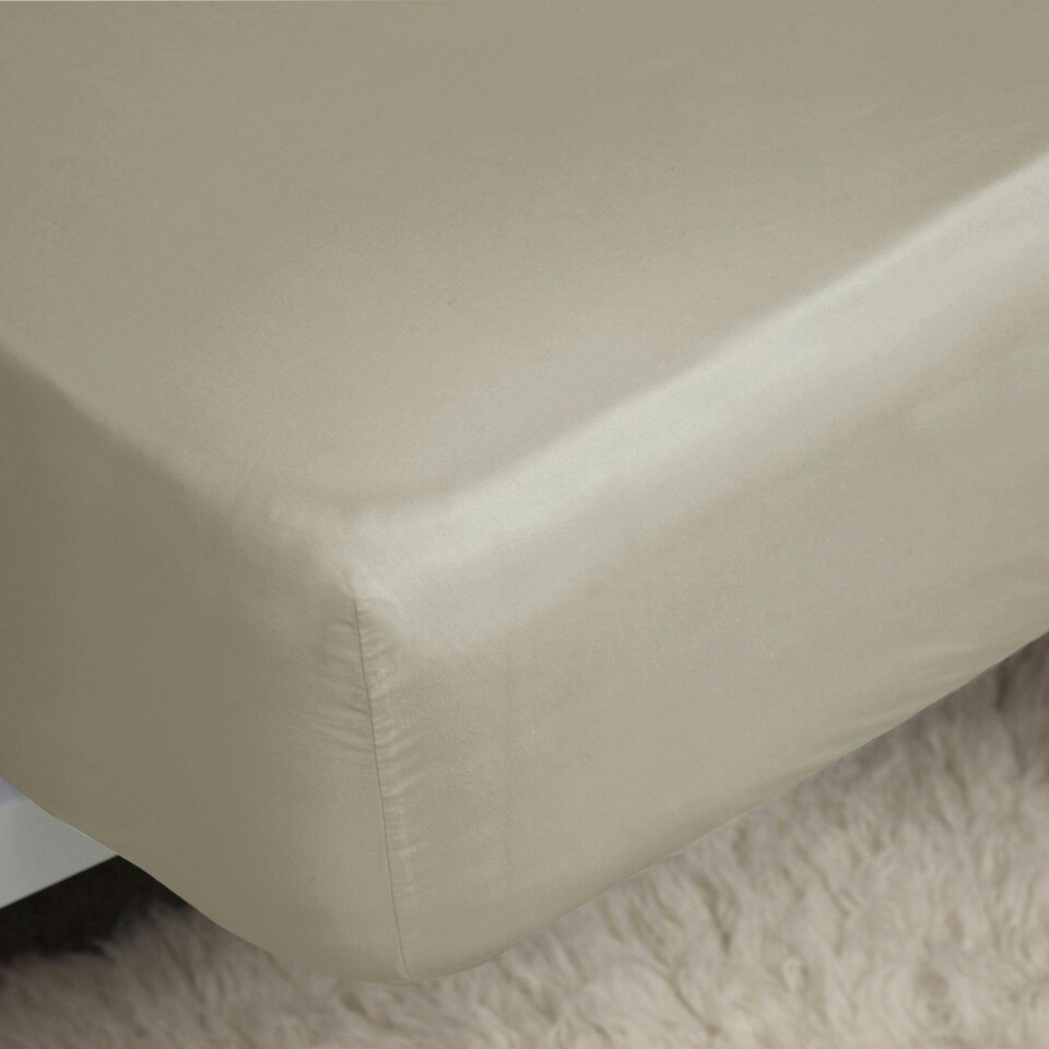Belledorm Easycare Percale Fitted Sheet - Mushroom - 6ft 6in