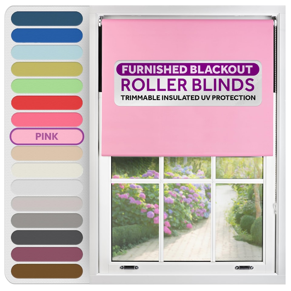 image 1 of Blackout Roller Blind 230cm Wide x 165cm Long | Pink | Pink