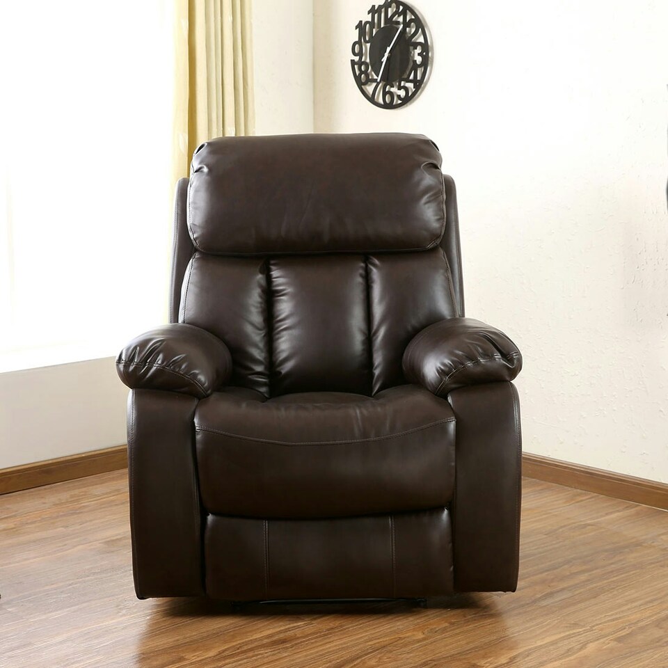 image 1 of Chester Bonded Leather Manual Recliner Chair with Heat And Massage (Brown)