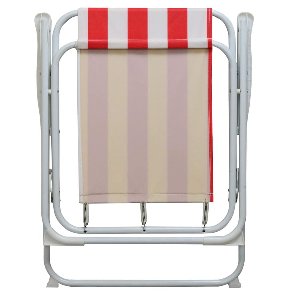 image 1 of Harbour Housewares Folding Metal Beach Chair - Red Stripe | Red | Red Stripe