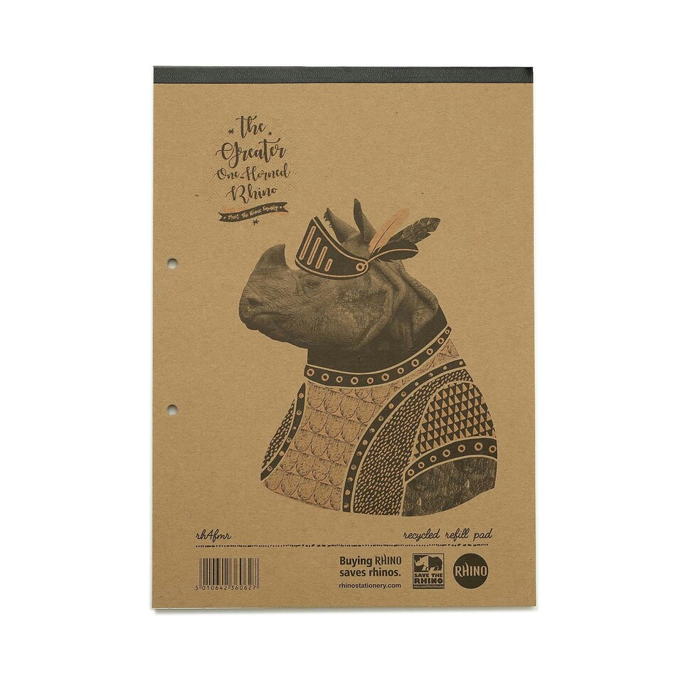 image 1 of Rhino A4 Recycled 80 Leaf 8mm Lined with Margin Refill Pad