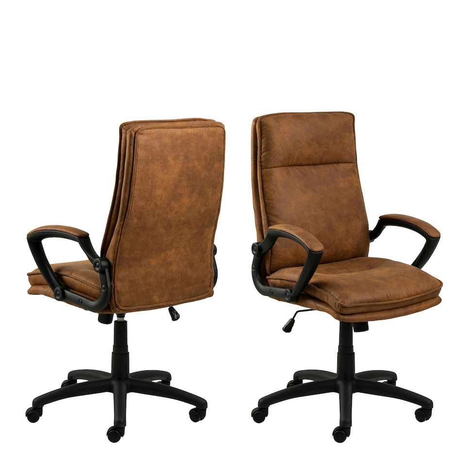image 1 of Brad Swivel Office/Desk Chair with Armrest in Brown
