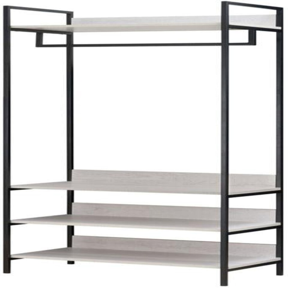 image 1 of Alva Open Wardrobe with 4 Shelves White | White Oak