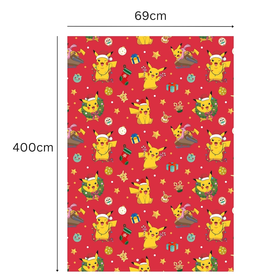 image 1 of Pokemon Christmas Wrapping Paper 4m Roll