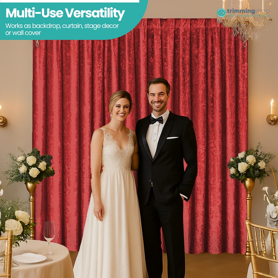 image 1 of 3x3m Crushed Velvet Backdrop, 8cm Rod Pocket Photography Background