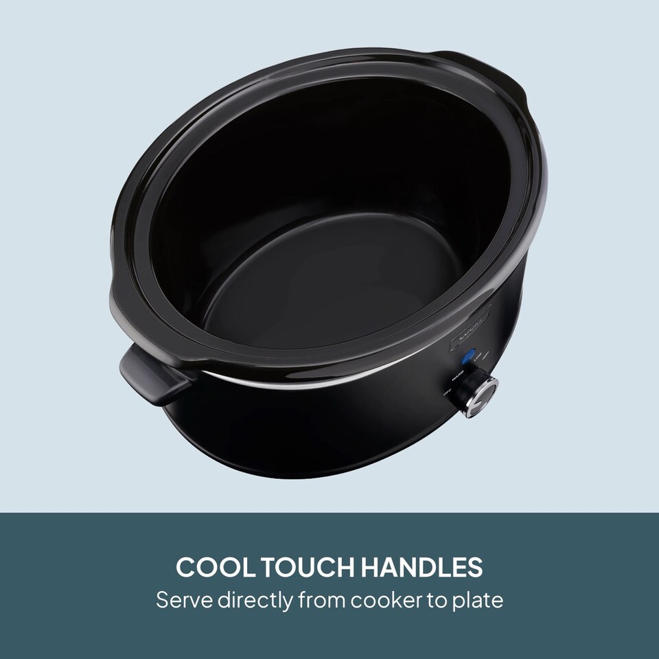 image 1 of Cooks Professional 6.5L Slow Cooker with Lid, Removable Bowl & 3 Heat Settings | Black | Black