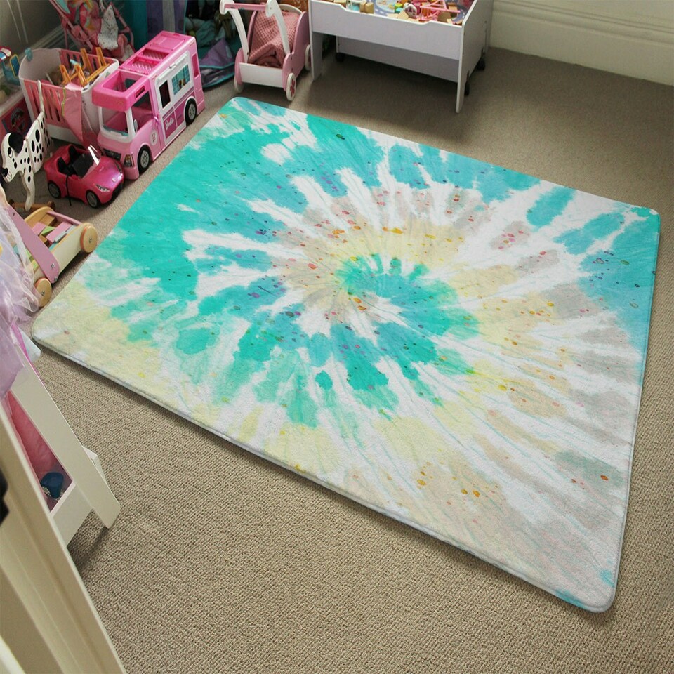 image 1 of Tie dye pattern shibori print (Rug) Blue | XL: 160x230cm