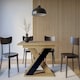 image 2 of Dining Table Extendable 120-160cm Extending Oak Finish Top Black X Frame Leg 6-8 Seater - Xia