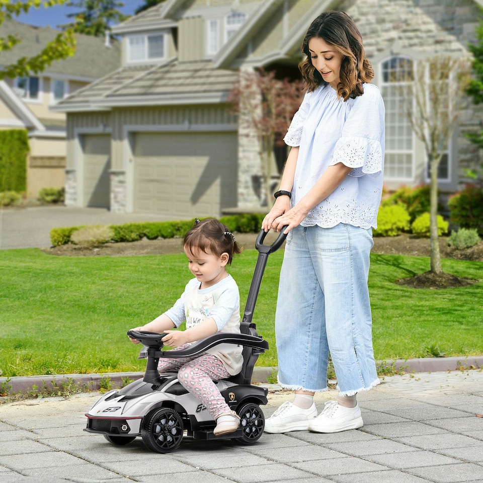 image 1 of AIYAPLAY Lamborghini 2 in 1 Baby Ride on Push Car Toddler Push Along Car, White