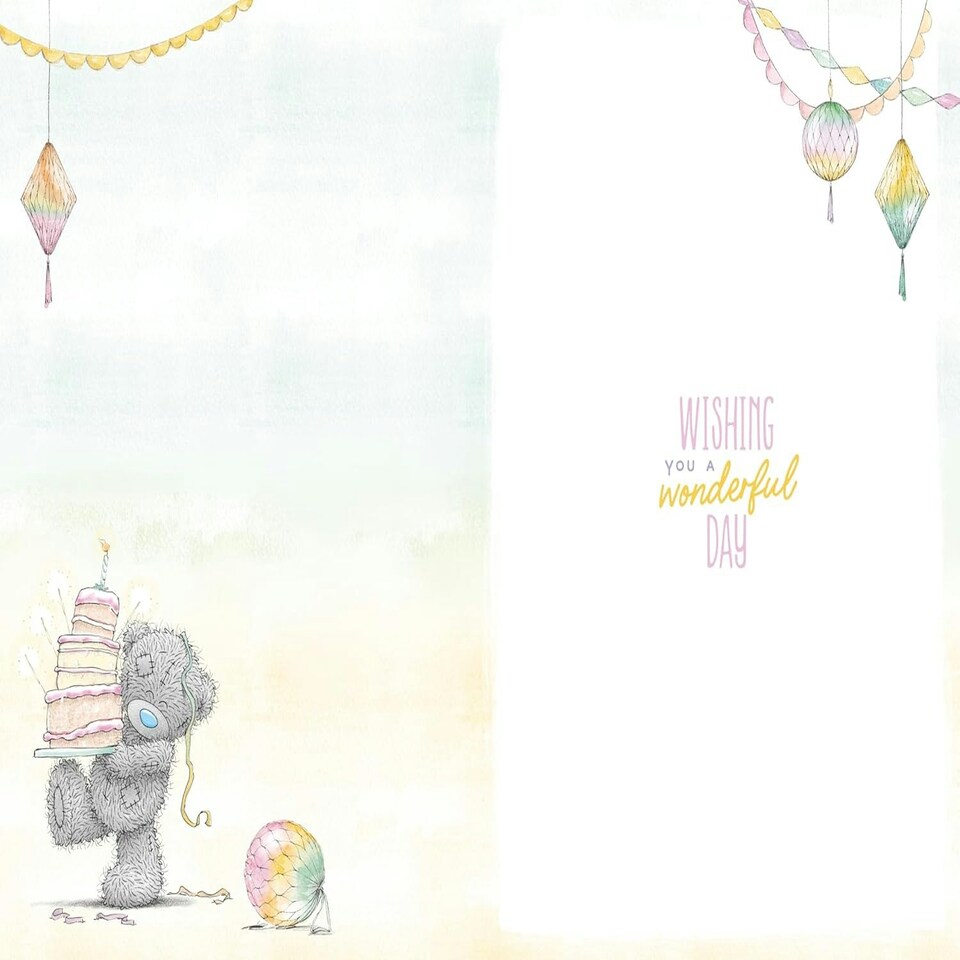 image 1 of Bear Lighting Candle On Cake 50th Birthday Card