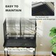 image 7 of PawHut Bird Cage with Divider, 4 Wooden Perches, Slide Out Tray, Black