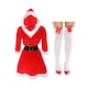 image 1 of Hooded Miss Santa Dress with White Stockings | Multi | XS