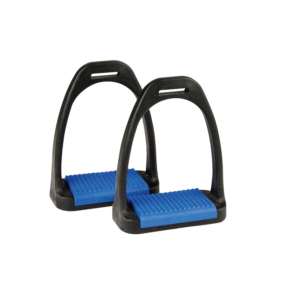 Korsteel Polymer Stirrup Irons With Coloured Treads - Blue - 4.5in