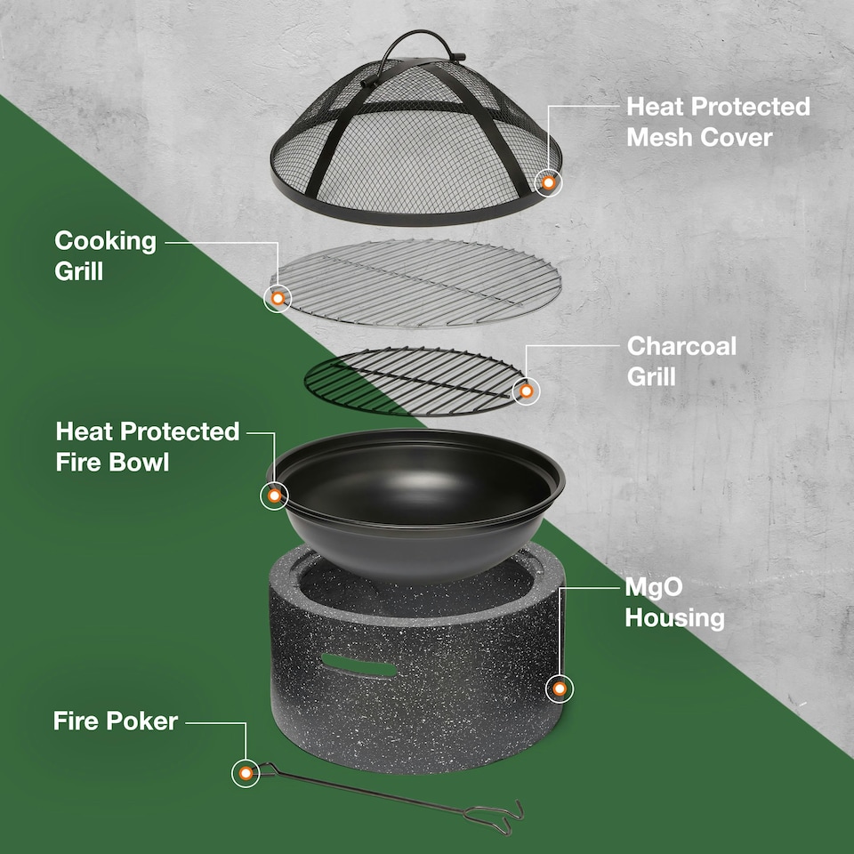image 1 of VonHaus Fire Pit MgO Material Use Wood or Charcoal