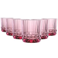 Bormioli Rocco America '20s Water Glasses - 300ml - Lilac Rose - Pack of 6 | Pink | Lilac Rose