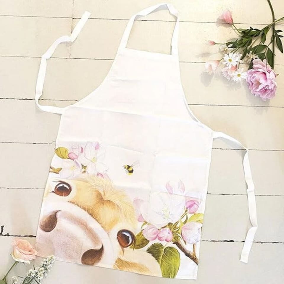 image 1 of Lucy's Farm Blossom Moo Cow Design Adult Apron