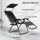 image 4 of Outsunny Zero Gravity Lounger Chair, Folding Reclining Patio Chair with Shade Cover, Padded Seat, Cup Holder, Soft Cushion and Headrest for Poolside, Camping, Black | Black | Black