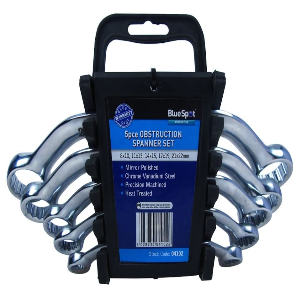 image 1 of Blue Spot Tools - 5 Pce Chrome Vanadium Metric Obstruction Spanner Set (8-22mm)