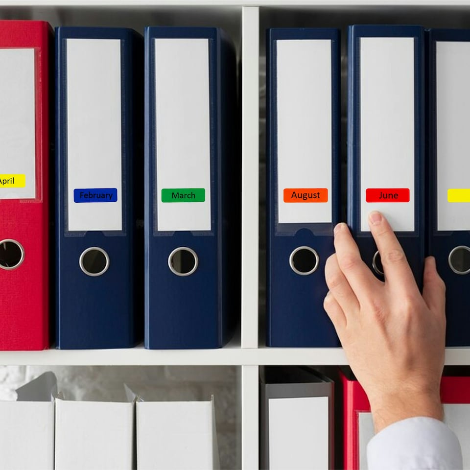 image 1 of Pack of 98 White 12x38mm Rectangular Labels - Adhesive Stickers