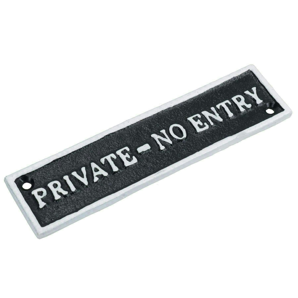 image 1 of Private No Entry Black Cast Iron Sign Plaque Door Wall House Gate Shop Cafe