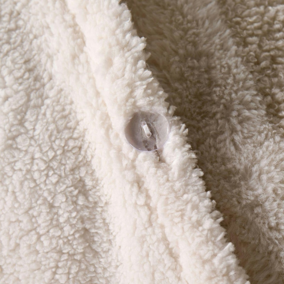 image 1 of OHS Tufted Boucle Stripe Fleece Duvet Cover Set - Natural Cream | Single