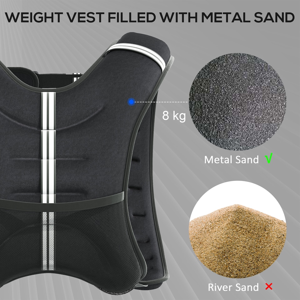 image 1 of HOMCOM 8KG Weighted Vest with Adjustable Straps, Pocket, Reflective Strips | Black