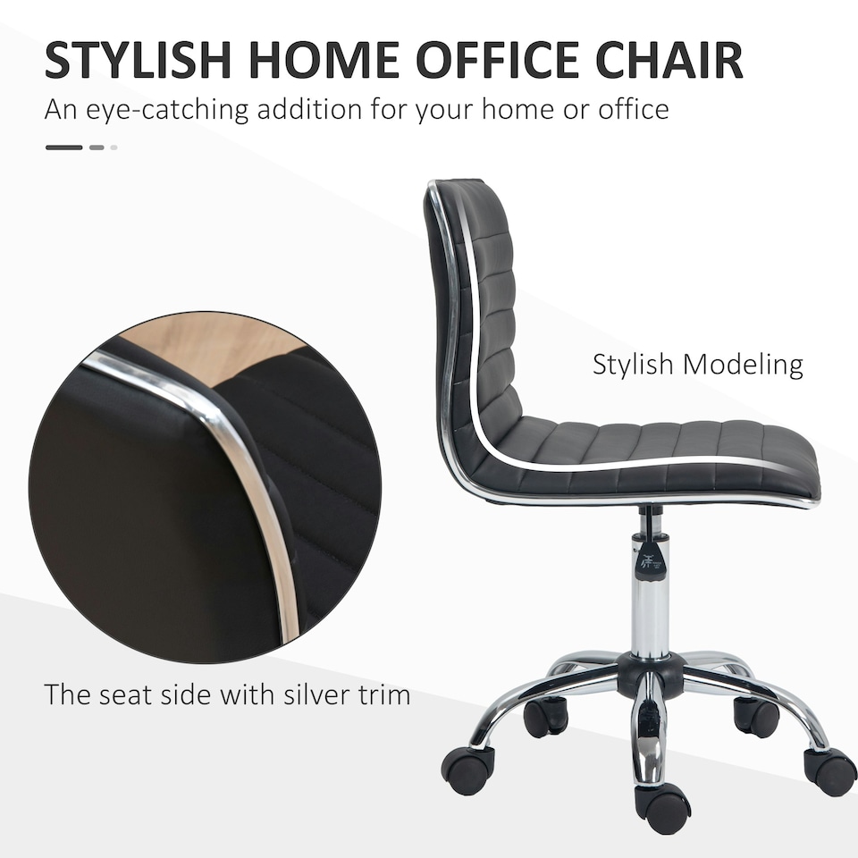 image 1 of HOMCOM Armless Mid-Back Adjustable Office Chair with 360 Swivel Black